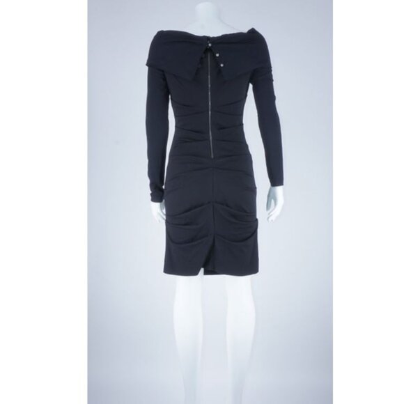 NWT Nicole Miller Artelier Ruched Dress w/ Back Zipper- Black - Picture 3 of 6